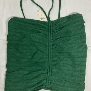 Anthropologie Green Pilcro Ruched Ribbed Halter Size XL (Originally $58) New